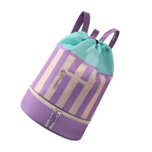 Pool Organizer Bag with Wet Dry Sections for Bath and Gym Items Purple Color