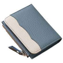 Elegant Female Short Purse Blocking Coin Pocket PU Leather Wallet Accessory Blue