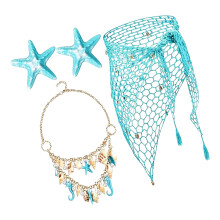 Shore Day Outfit Set with Layered Necklace and Wrap Skirt Use Set