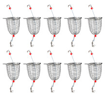 10Pcs Fishing Baits Cage Basket Feeder Holder Stainless Feeder Cage Baits medium size