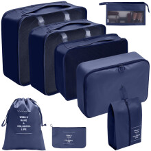 8x/Set Suitcase Organiser Waterproof Tavel Packing Cubes Luggage Organiser Navy blue