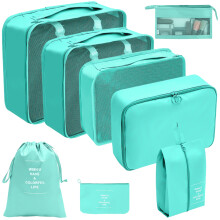 8x/Set Travel Organiser Waterproof Packing Cubes Set Luggage Organiser for Bright blue