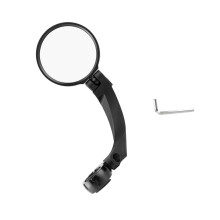 Adjustable Round lens bike bar mirror with jointed arm for quick daily checks left