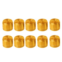 10Pcs 6mm Shaft Hole Potentiometer Knob Aluminum Alloy Electric Guitar Knobs Golden