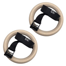 Adjustable Wood Gymnastics Rings With Marked Strap Body Exercise Workout Rings 32 thick A