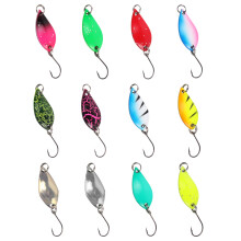 12Pcs Metal Spoon Lures Baits Casting Spinner Baits Steel Single Hook Fishhooks 3.5 grams