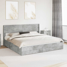 vidaXL Bed Frame with Storage and Headboard Concrete Grey 180 x 200 cm