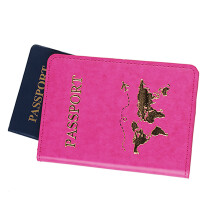 PU Leather Passport Holder Passport Cover Case Organisers Travel Wallet Case Rose red
