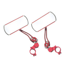 Rear View Glass, 360 Degree Adjustable Rotatable Handlebar Mounted Bike Glass Red