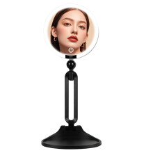 Type-C Rechargeable Lighted Mirror with Foldable Support for Grooming Black 40X