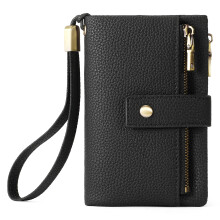 Clutches Wallet with Rfids Blocking Trifold Credit Card Holder with ID Window Black color