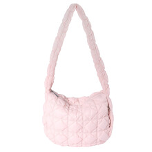 Padded nylon daily carry bag with quilted texture and easy storage Pink