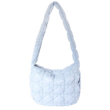 Padded quilted shoulder handbag with lightweight design and soft strap Blue