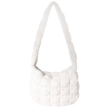 Everyday quilted nylon handbag with padded form and carry space White