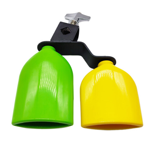 Double Mounted Bells Percussion Instruments Bicolor Cowbell High and Low Tones