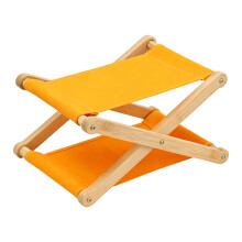 Canvas Folding Foot Stool with Wood Frame for Camp and Beach Breaks Yellow