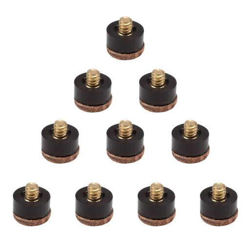 10Pcs Hard Leather Screw on Pool Cue Tip Replacement Pool Stick Accessories 10MM