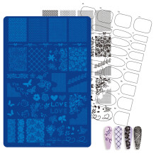 Metal Stamping Plate for DIY Manicure Practice and Clean Art Transfer Template SY06