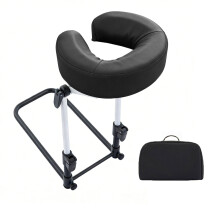 180 Degrees Rotatable Metal Headrest Support With Detachable Pillow Storage Case Black