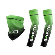 (Green) Ensemble de 3 pièces: 1 paire de manchons de bras de refroidissement d'été et 1 couverture faciale de protection solaire