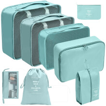 8x/Set Travel Organiser Packing Cubes Waterproof Suitcase Organiser for Woman Lake Blue