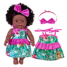 12’’ Cute African Reborns Doll Life Like Toy Black Girl Doll Parenting Game Doll F