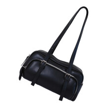 Bowling Style Shoulder Handbag Underarm Purse for Casual Use and Daily Commute Black