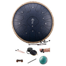13 Inch 15 Notes Handpan Drum Carbon Steel Percussion Instrument C Major Navy blue