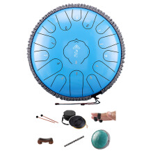 13 Inch 15 Note C Major Handpan Steel Tongue Drum Set Adult Percussion  lake blue