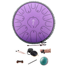 Steel Tongue Drum 15 Notes 13 Inch Handpan Complete Set for Beginners Lavender