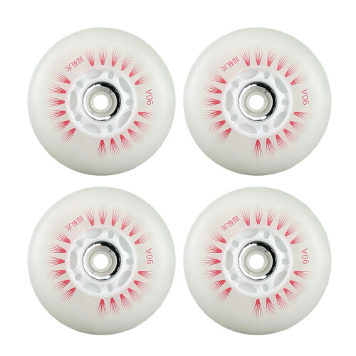 4Pcs Inline Skate Wheels LED Lighting Skating Wheel Flashing Wheels Red optical core 76mm