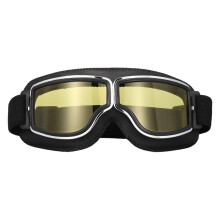 Protective Front Cover Eye Glasses for Motorcycles with Twin Lens black skin yellow fi