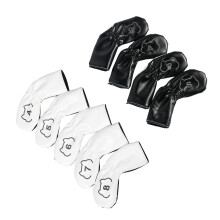 9Pcs Golfs Head Cover PU Golfs Club Cover Iron Headcover Golfs Club Head Black and white