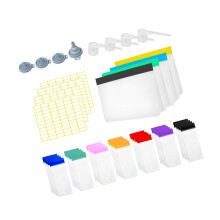 Travel Powder Bag Set with Reusable EVA Pouches Funnel Scoops and Labels