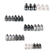 Almond Shape Manicure Artificial Nail with Metallic Contrast for Daily Styling