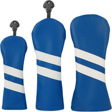 3Pcs Stripe Pattern Fairway Wood Headcover Golfs Driver Fairway Hybrids Head Cover Blue