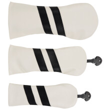 3Pcs Stripe Pattern Fairway Wood Headcover Golfs Club Head Cover Golfs Accessory White