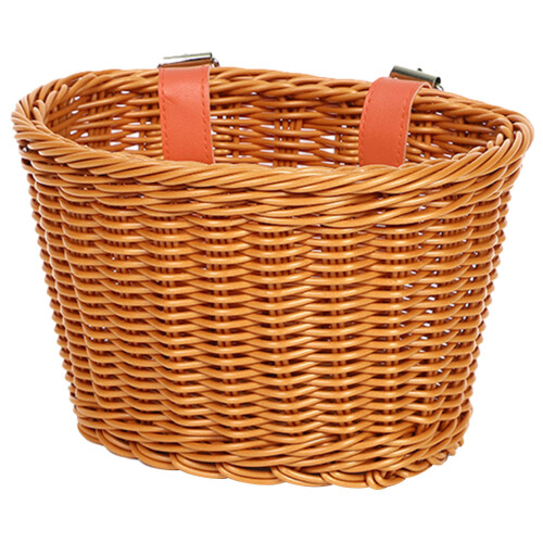 Childrens Bicycles Front Basket Wovens Plastic Bikes Baskets with Adjust able Belt Coffee