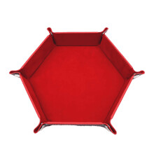 Portable Dices Rolling Tray Folding Hexagon Dices Holder Dices Storage Box Red