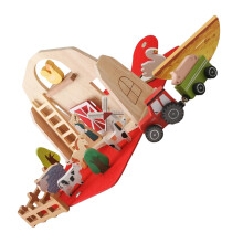 Wooden Farm Piece Set with Barn Body for Preschool Table Play