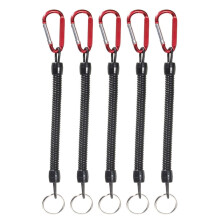 5Pcs Fishing Lanyards with Carabiner Safety Fishing Tool Rope Coiled Tethers Red