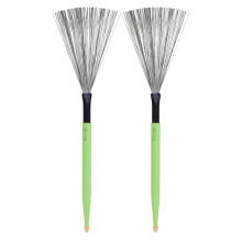 1Pair Double Head Drum Brush Wooden Handle Drum Stick Brush Drumming Accessory Green