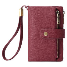 Women’S Wallet,Thin Rfids Blocking Leather Wallet Clutches Credit Card Holder Burgundy