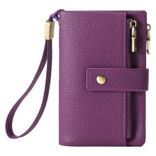 Women Wallet PU Leather Rfids Blocking Wallet Trifold Clutches Wallets Card Holder Plum