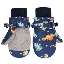 Kids Winter Snow Mittens Water Resistant Warm Ski Gloves Winter Warm Mittens Navy blue