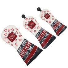 3Pcs Star Pattern Fairway Wood Headcover Golfs Driver Fairway Hybrids Head Cover White