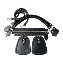 Bag craft panel kit with PU leather-look trim for crochet use Black