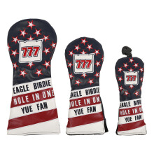 3Pcs Star Pattern Driver Headcover PU Golfs Club Head Cover for Drivers and Wood Navy Blue