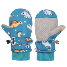 Kids Snow Ski Mittens Water Resistant Winter Ski Gloves for Toddler 2-4 Years Peacock blue
