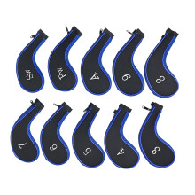 10Pcs Iron Head Cover Golf Wedges Headcover Golfs Club Cover with Big Number Blue